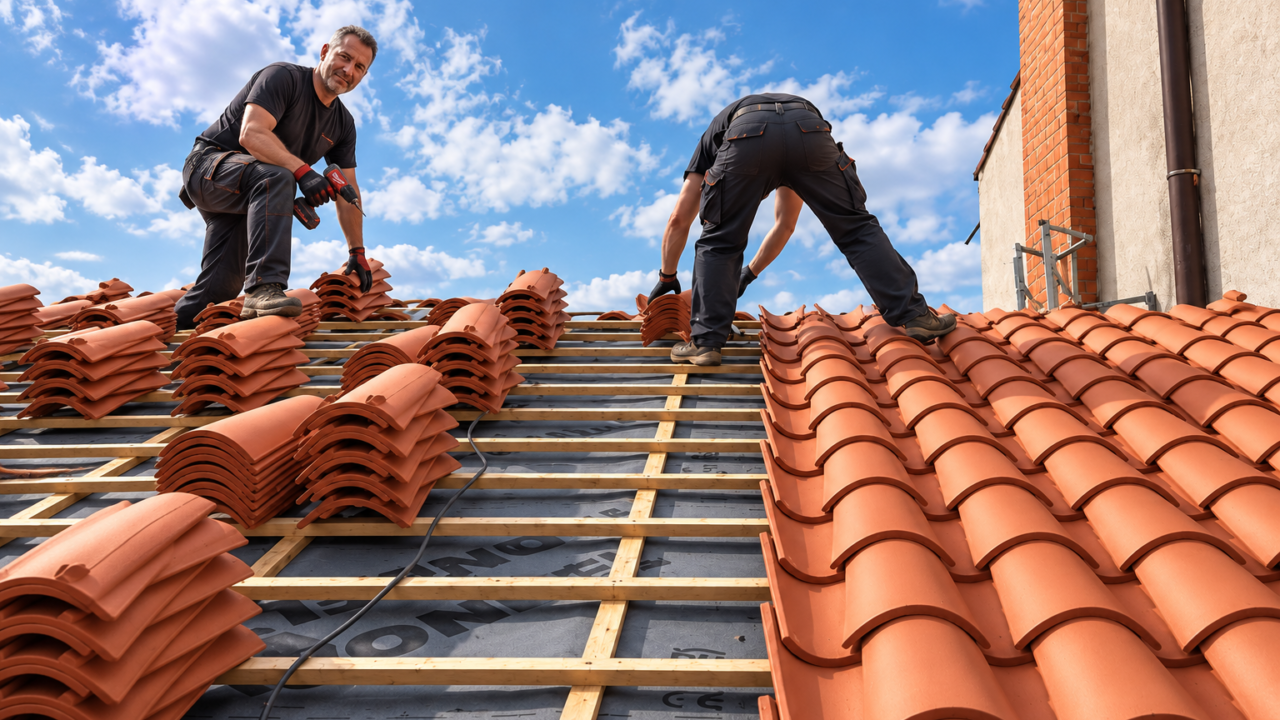 Montarea țiglelor ceramice pe suport din lemn