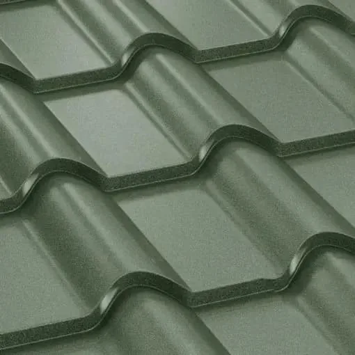 Profil de țiglă metalică verde.